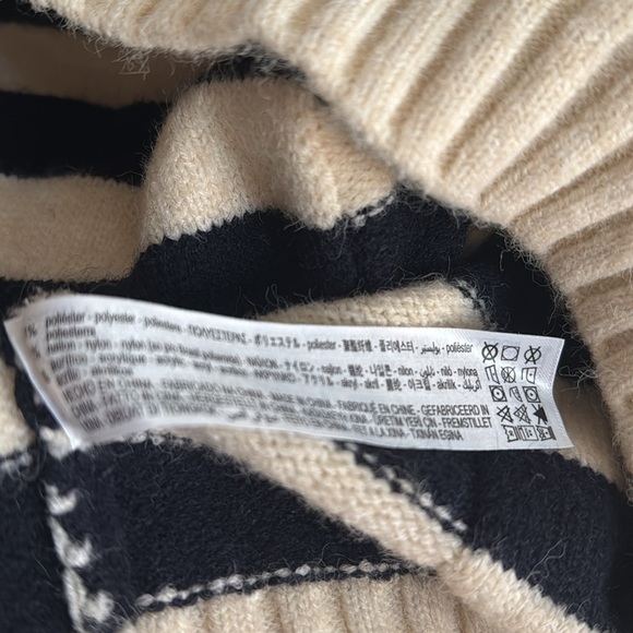 ZARA Sweater Striped Stripes Sailor Johnny Collar Navy Blue Ivory‎ Cream Size M - Picture 8 of 9